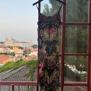 AFRM Black and Pink Butterfly Maxi Dress